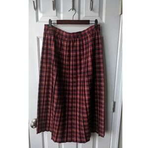 Vintage retro plaid pleated midi skirt